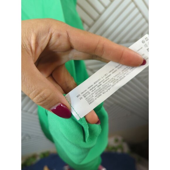 Zara Green Satin Effect Slip Mini Dress Cowl Neck Crisscross Straps Size Medium - Picture 6 of 6